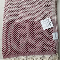 OUTLET SALE - Diamond Weave Turkish Cotton Throw Blanket in Cranberry