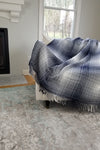 Waffle Weave Plaid Turkish Throw Blanket in Blue