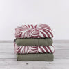 Christmas Carol Bundle #2 - Set of 4 Floral and Stonewashed Peshtemal Turkish Towels - Burgundy Hawaiian Flower (2), Khaki Green Stonewashed (2)