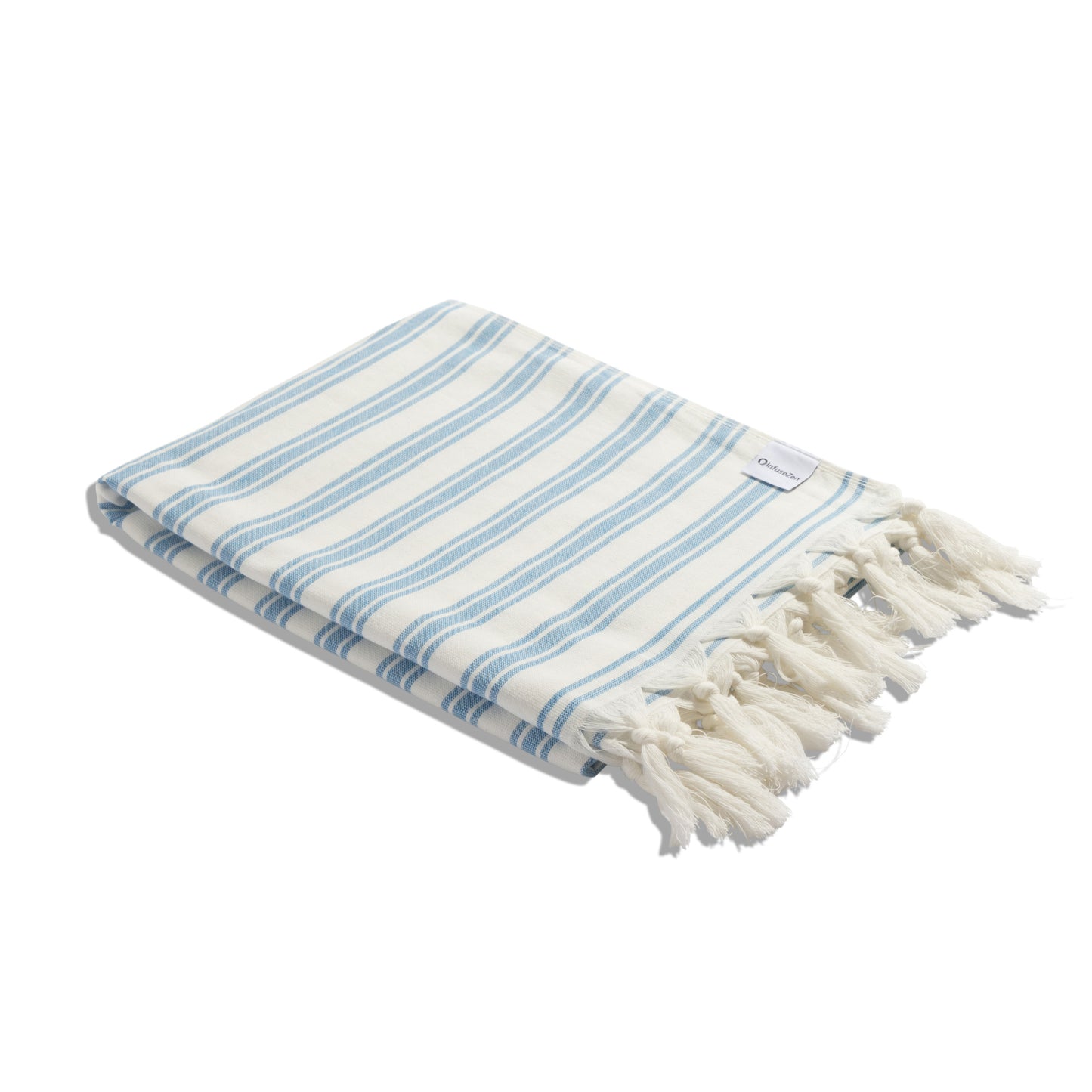 Bask Striped Organic Turkish Towel with Soft Terry Cloth Back in Blue