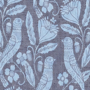 Bird and Botanicals Reversible Muslin Blanket in Navy and Blue