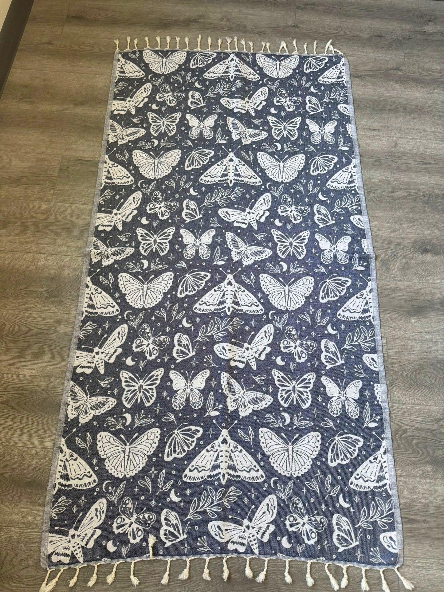 OUTLET SALE - Butterfly Turkish Towel in Midnight - FINAL SALE