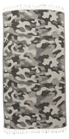 Camo Print Sand Resistant Reversible Turkish Towel in Black