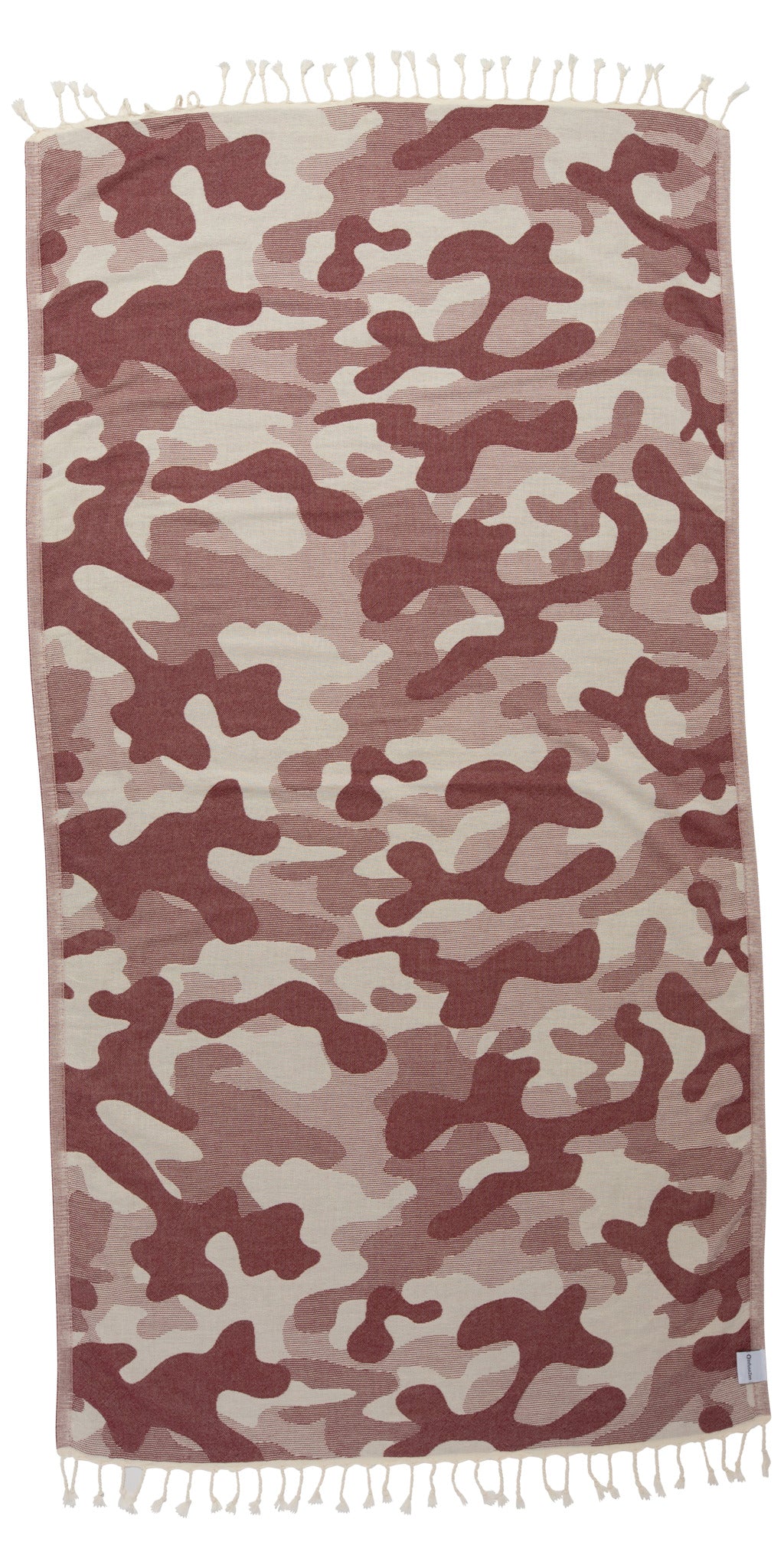 Camo Print Sand Resistant Reversible Turkish Towel in Burgundy