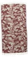 Camo Print Sand Resistant Reversible Turkish Towel in Burgundy