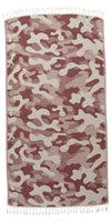 Camo Print Sand Resistant Reversible Turkish Towel in Burgundy