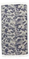 Camo Print Sand Resistant Reversible Turkish Towel in Navy