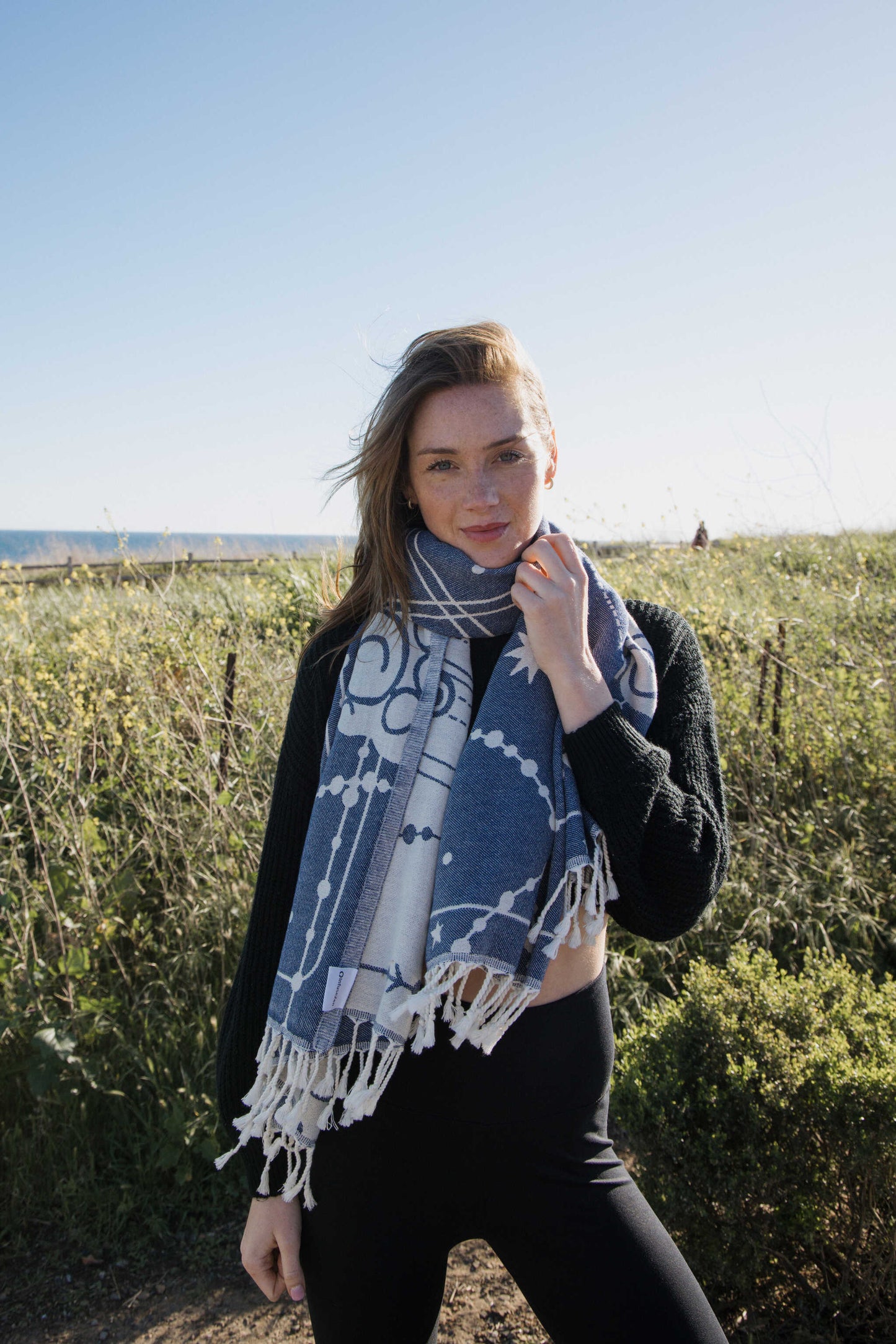 Celestial Organic Turkish Towel in Navy