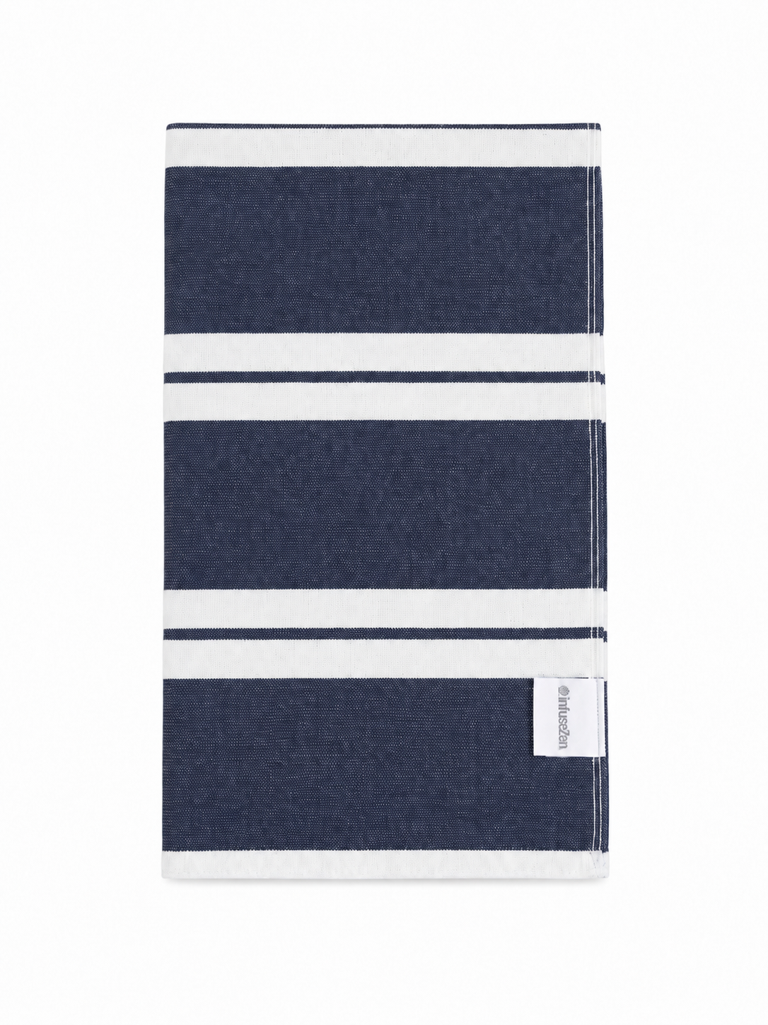 Haven Stripe Organic Terry Cloth Lined Hand Towel in Navy