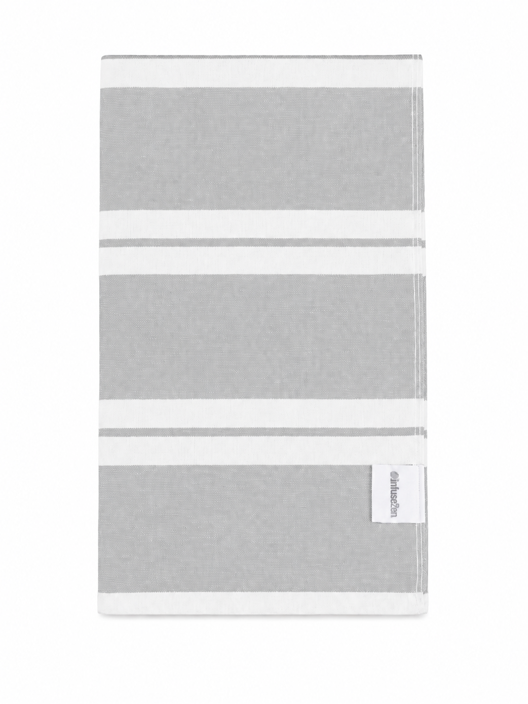 Haven Stripe Organic Terry Cloth Lined Hand Towel in Light Grey