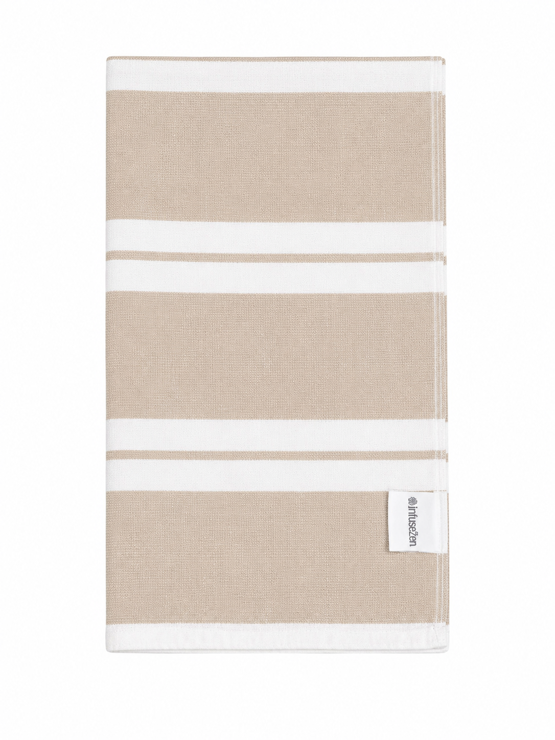 Haven Stripe Organic Terry Cloth Lined Hand Towel in Beige