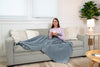 Stonewashed Small Turkish Throw Blanket in Denim Blue/Grey