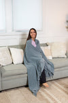 Stonewashed Small Turkish Throw Blanket in Denim Blue/Grey