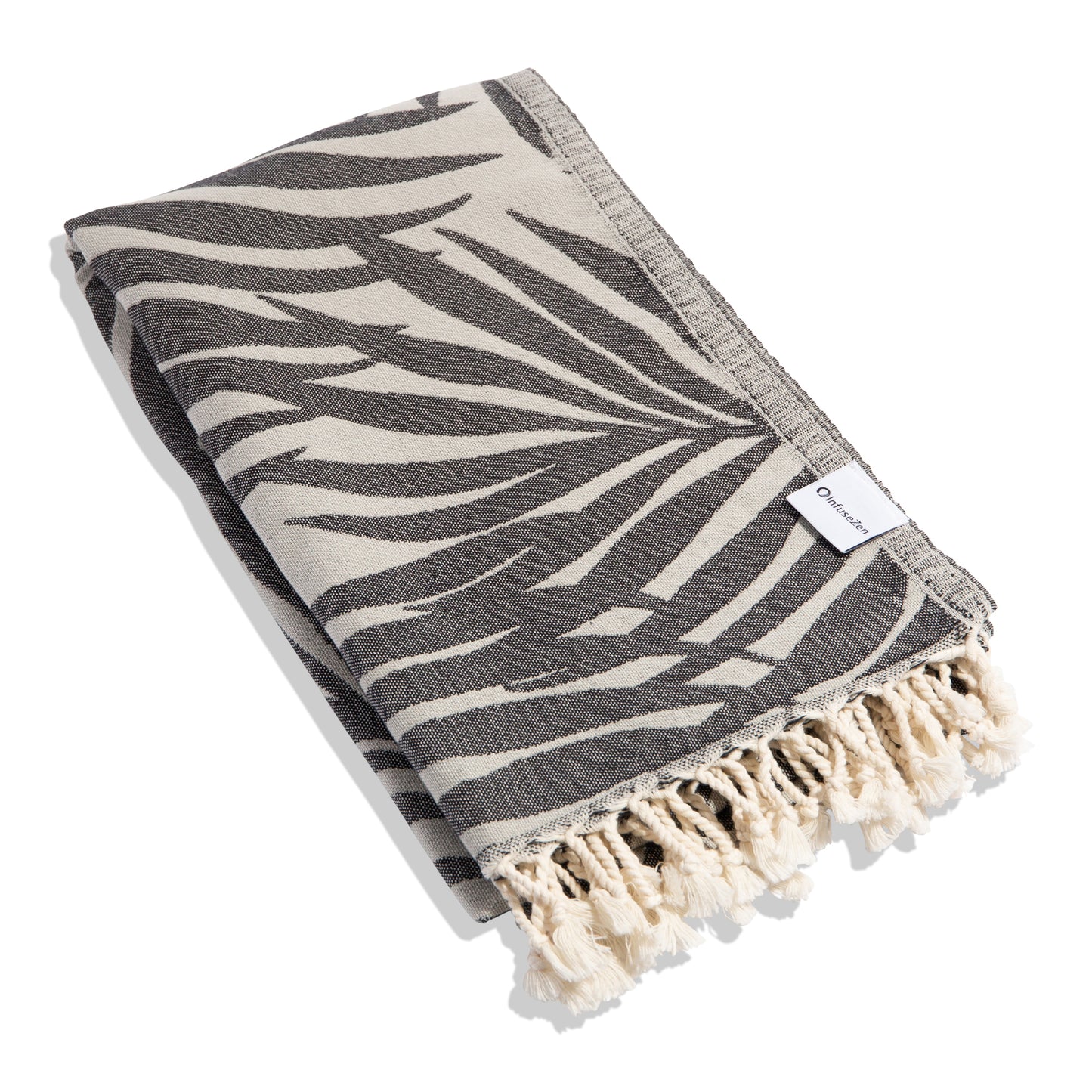 OUTLET SALE - Fern Turkish Towel in Black and Natural