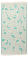 Flamingo Reversible Cotton Turkish Towel in Mint