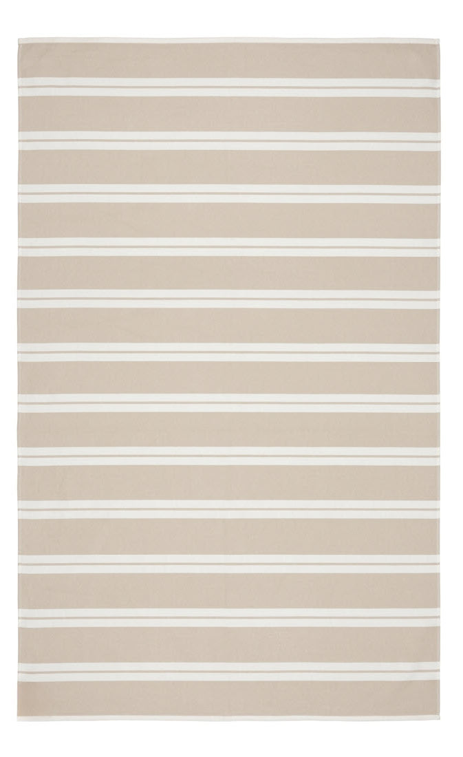 Haven Stripe Organic Terry Cloth Lined Turkish Towel in Beige