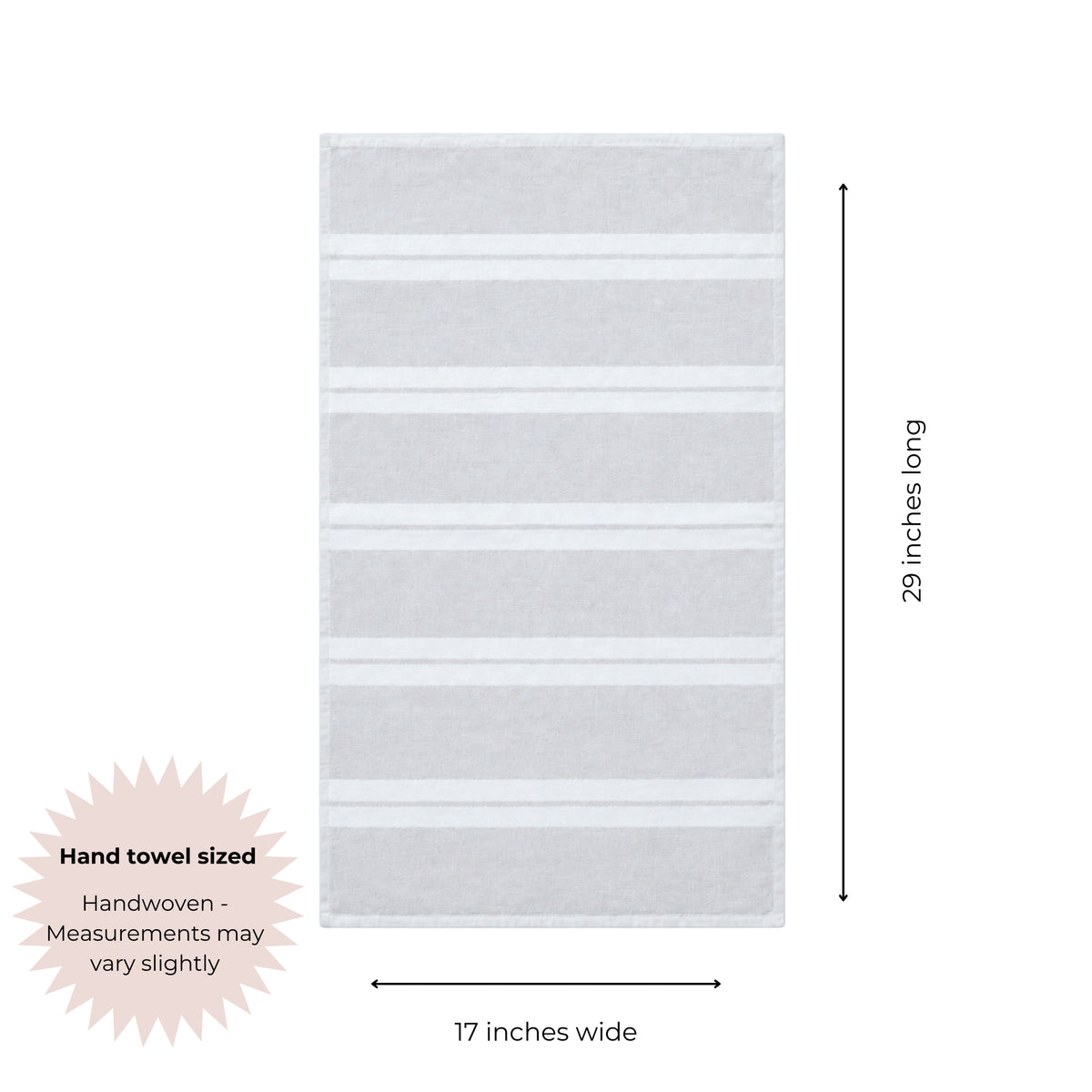 Haven Stripe Organic Terry Cloth Lined Hand Towel in Light Grey