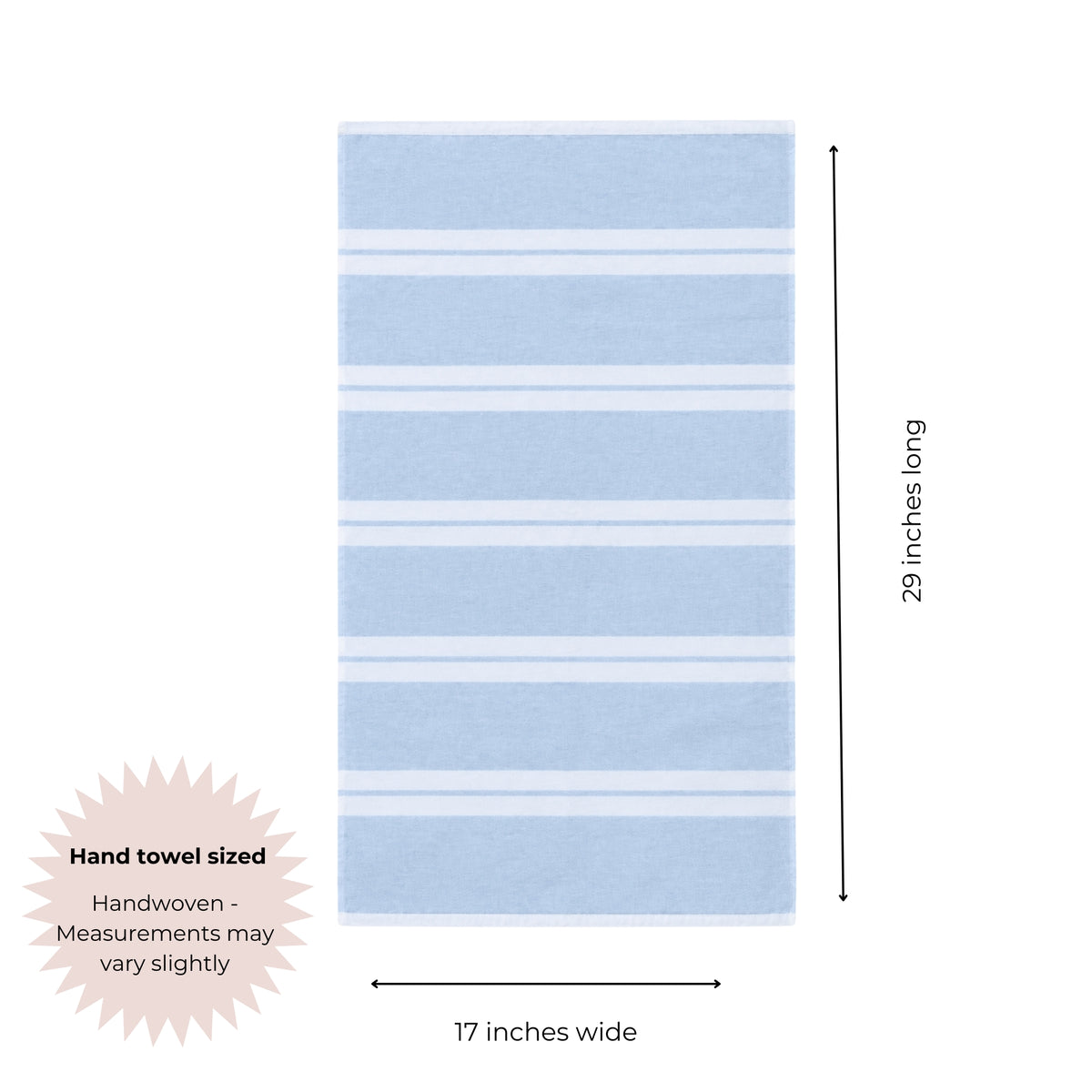 Haven Stripe Organic Terry Cloth Lined Hand Towel in Light Blue