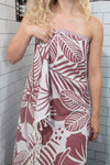 Christmas Carol Bundle #2 - Set of 4 Floral and Stonewashed Peshtemal Turkish Towels - Burgundy Hawaiian Flower (2), Khaki Green Stonewashed (2)