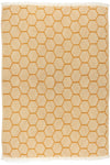 Hive Cotton Throw Blanket in Golden Yellow and Cream