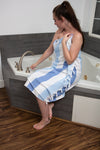 Kapris Striped Turkish Towel with Soft Terry Cloth Back in Blue and White