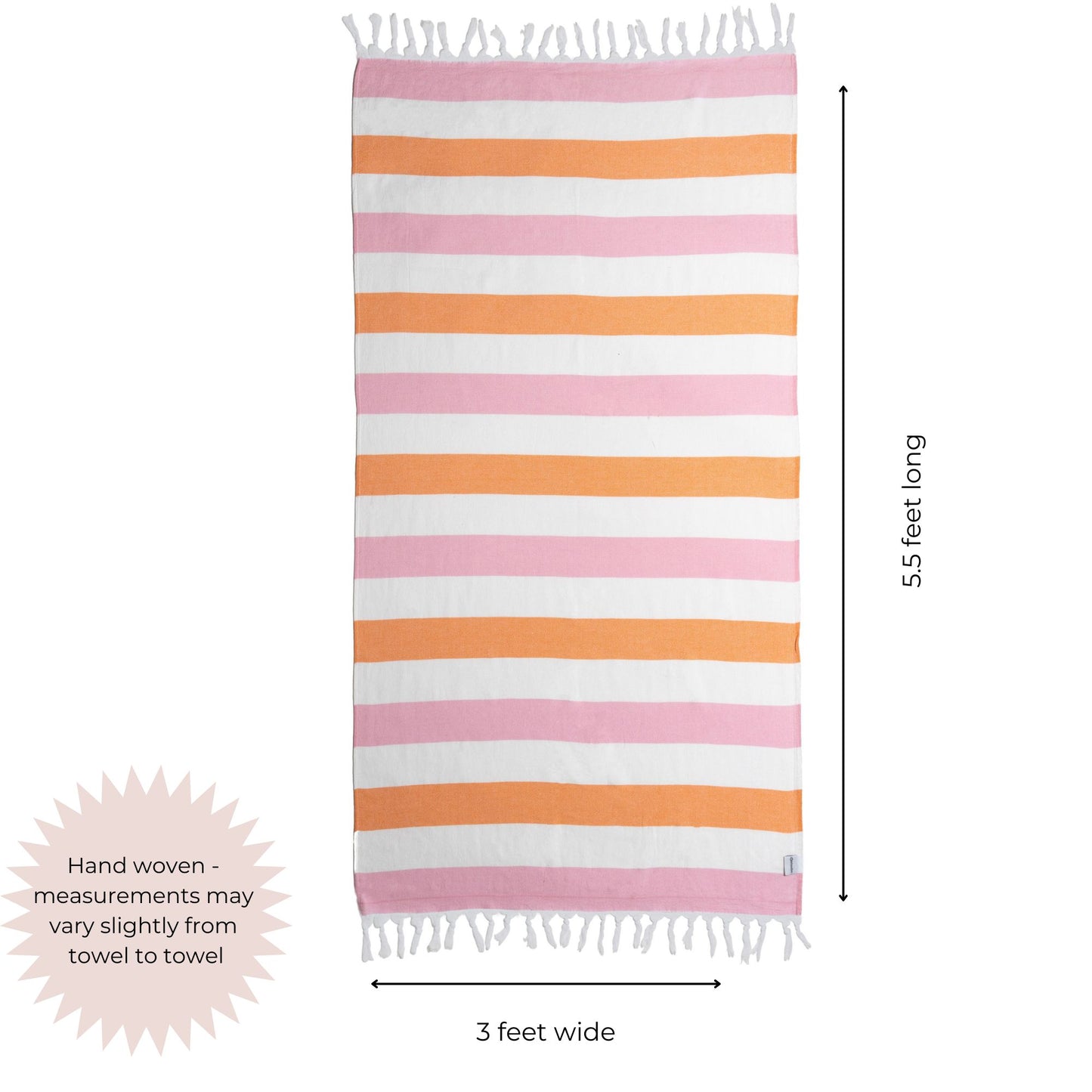 OUTLET SALE - Kapris Terry Lined Turkish Towel in Orange and Pink