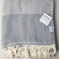 OUTLET SALE - Diamond Weave Turkish Cotton Throw Blanket in Grey