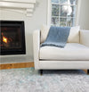 Stonewashed Large Turkish Throw Blanket in Denim Blue/Grey