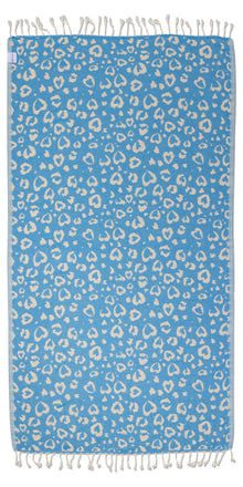  Leopard Heart Organic Turkish Towel in Blue