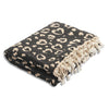 Leopard Heart Organic Cotton Medium Weight Throw Blanket in Black & Natural