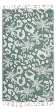  Leopard Palm Organic Turkish Towel in Green