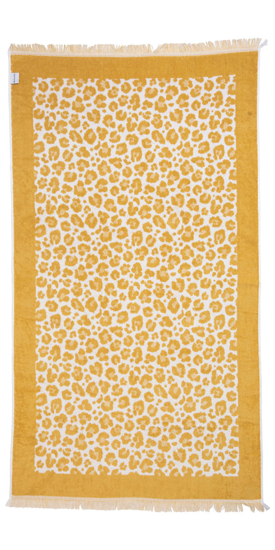 CLEARANCE - Leopard Full Terry Turkish Towel in Golden Honey