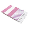Marine Striped Turkish Towel with Soft Terry Cloth Back in Pink & Purple