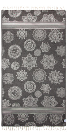  Mandala Flower Sand Resistant Turkish Towel in Black