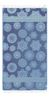 Mandala Flower Sand Resistant Turkish Towel in Navy