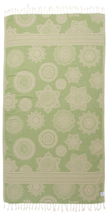  Mandala Flower Sand Resistant Turkish Towel in Olive