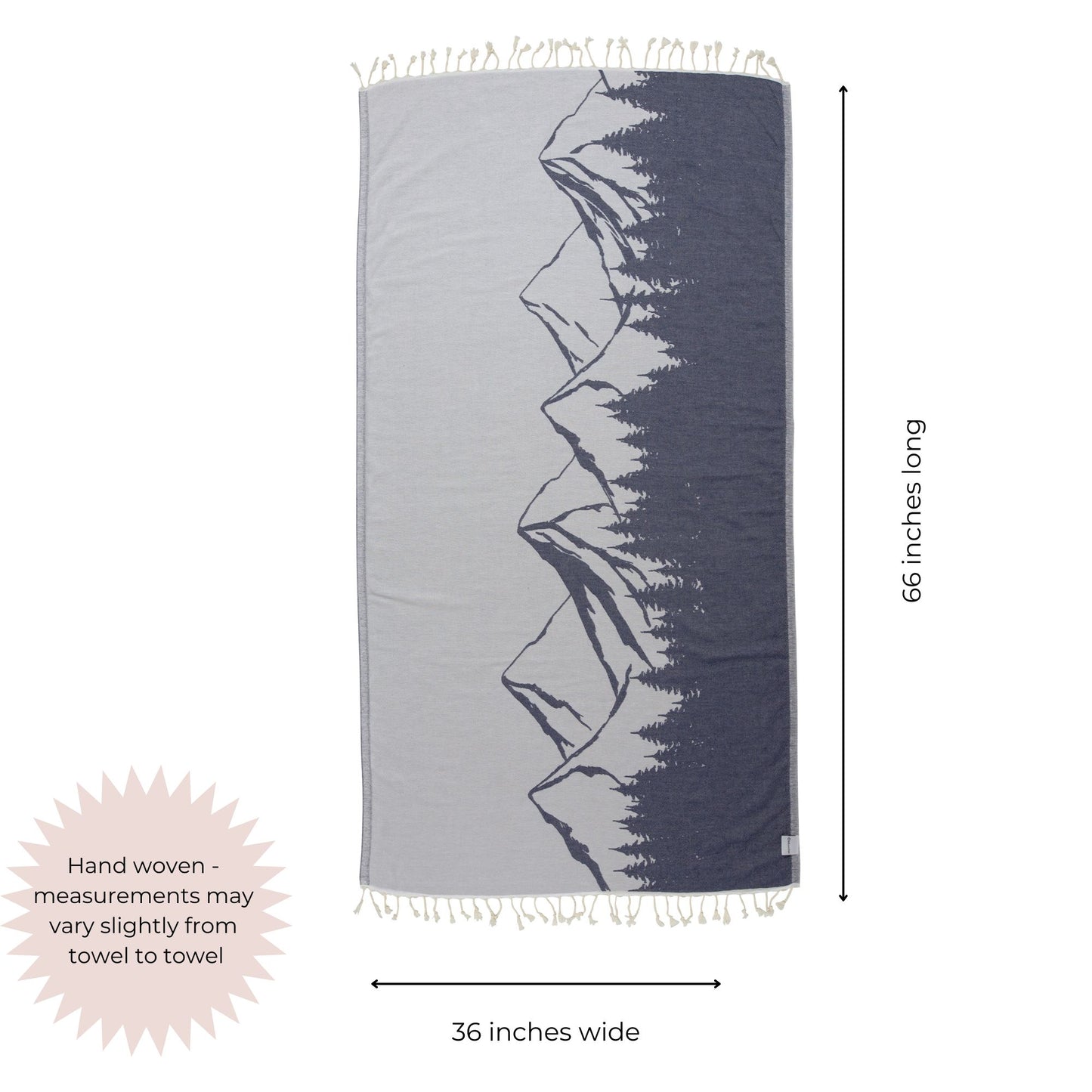 Mountain 100% Cotton Reversible Turkish Towel in Navy