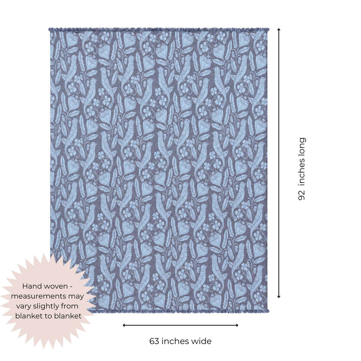 Bird and Botanicals Reversible Muslin Blanket in Navy and Blue
