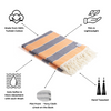 Multi Stripe Terry Cloth Lined Turkish Towel in Orange and Navy Blue