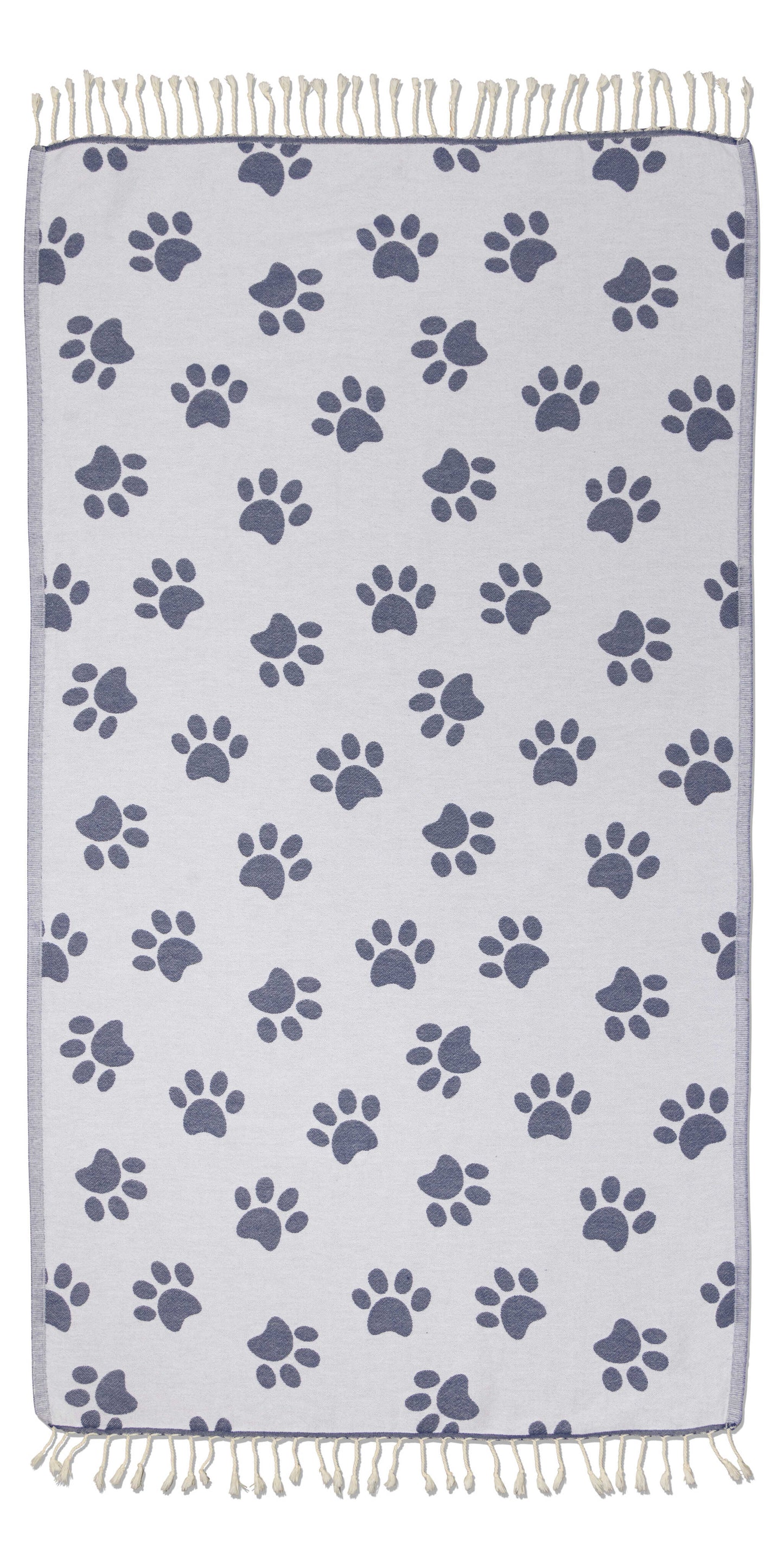 Paw Print Organic Turkish Towel in Navy
