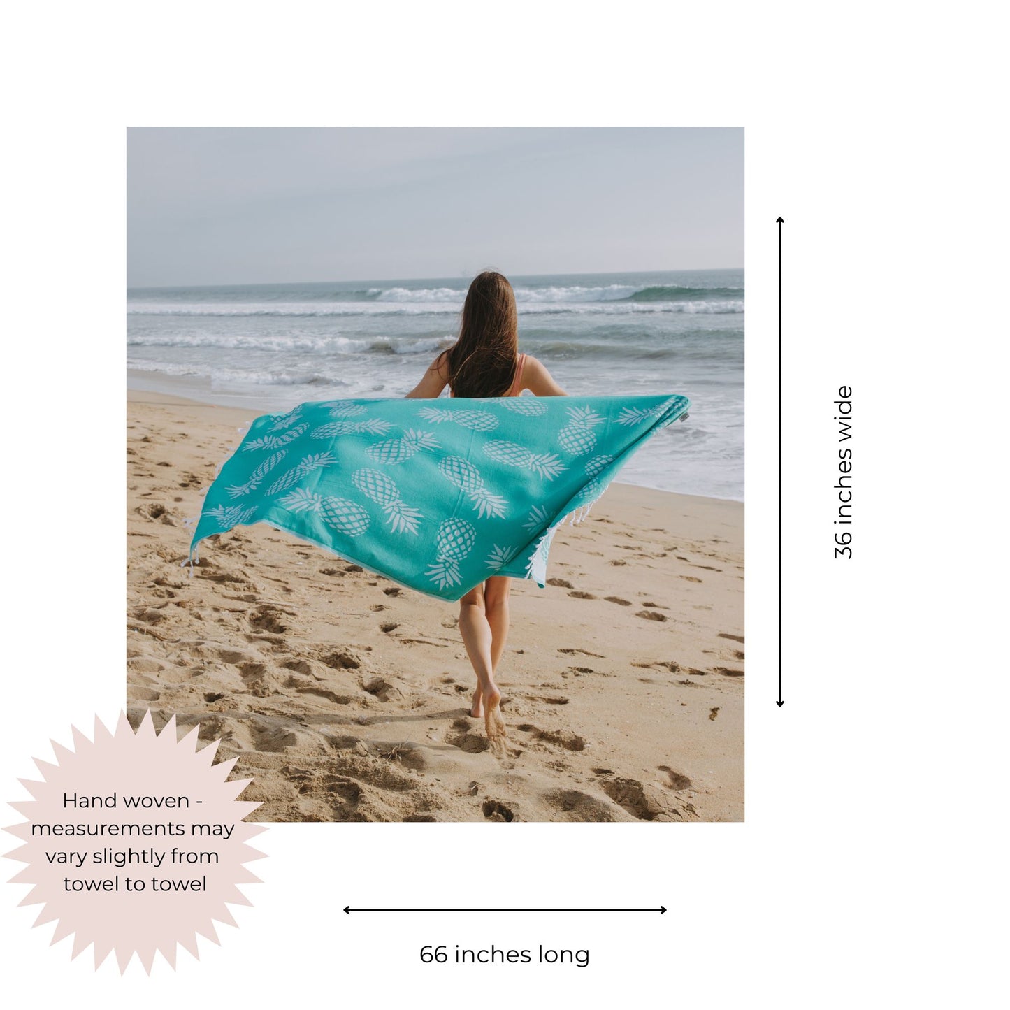 Pineapple Print Sand Free Turkish Towel in Mint