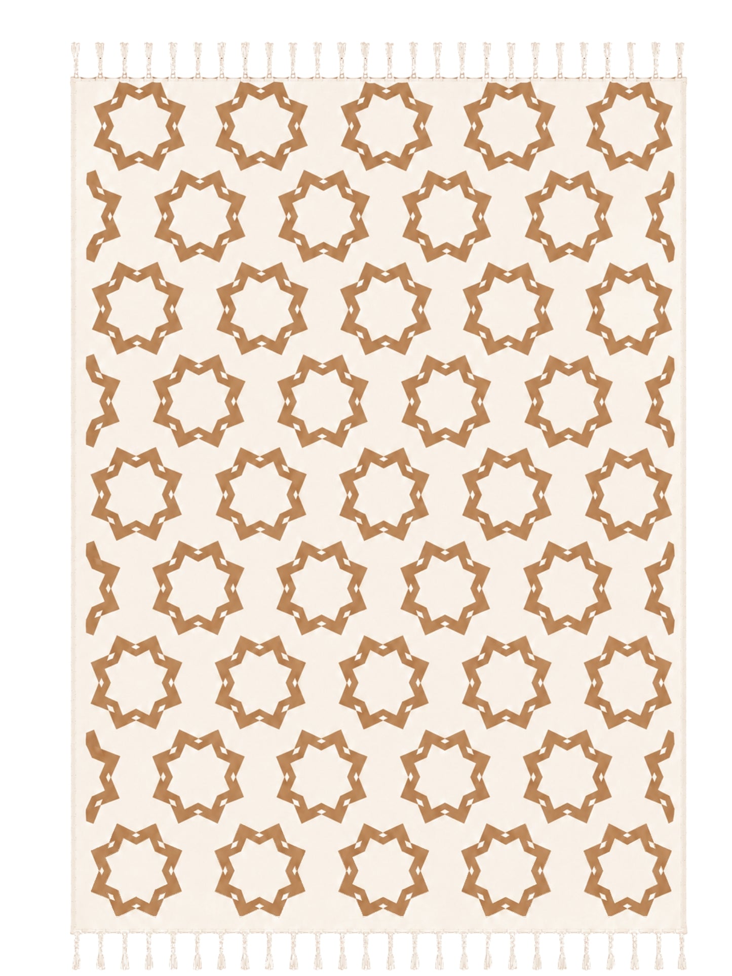 Rosette Organic Cotton Throw Blanket in Camel & Beige