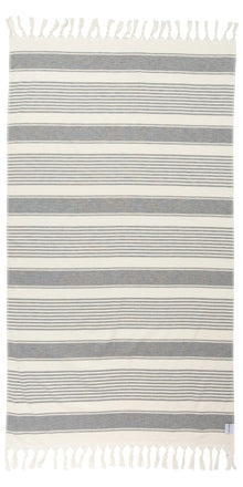  Sauna Stripe Organic Terry Cloth Lined Turkish Towel in Dark Grey