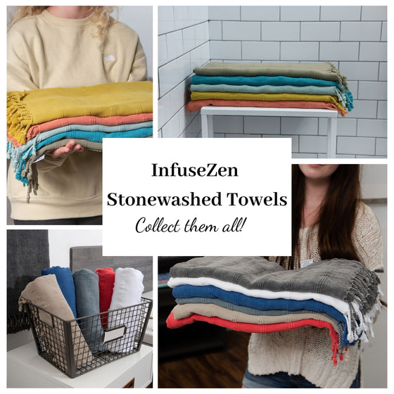 Stonewashed Organic Turkish Towel in Teal