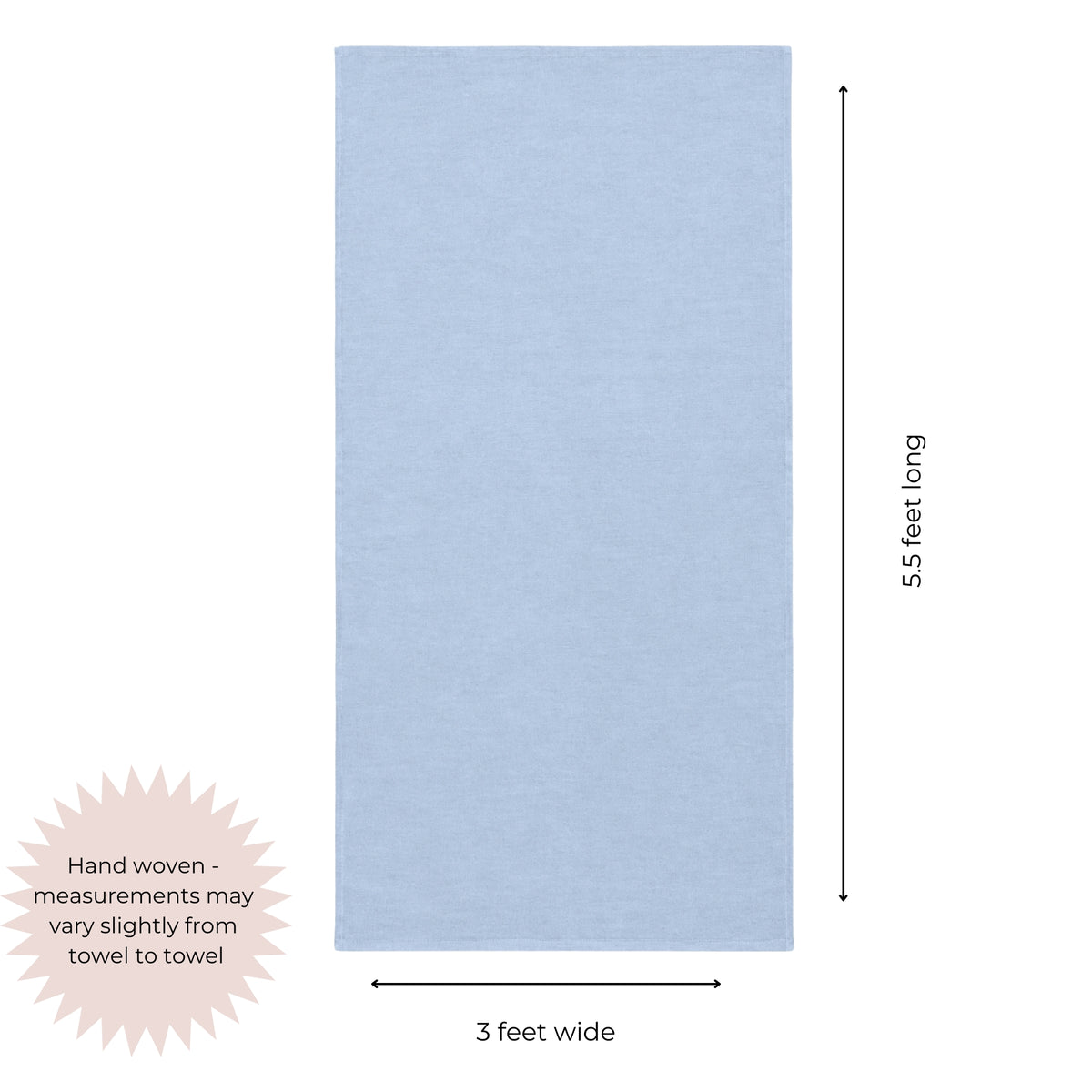 Stucco Organic Terry Cloth Lined Turkish Towel in Light Blue