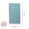 Multi Stripe Terry Cloth Lined Turkish Towel in Mint and Blue