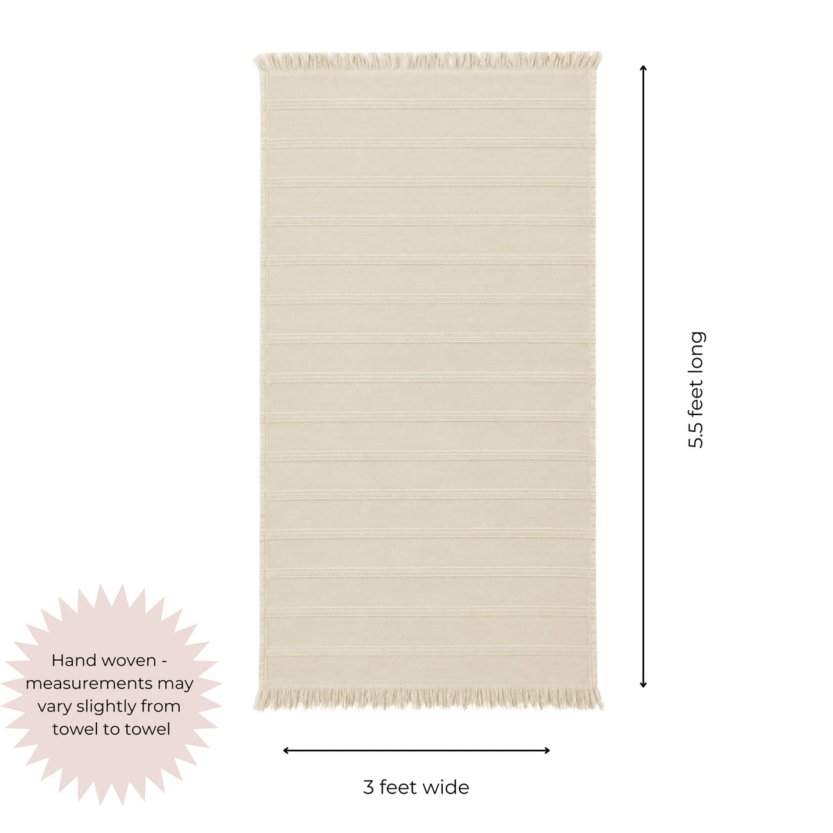 Vita Organic Terry Cloth Lined Turkish Towel in Beige