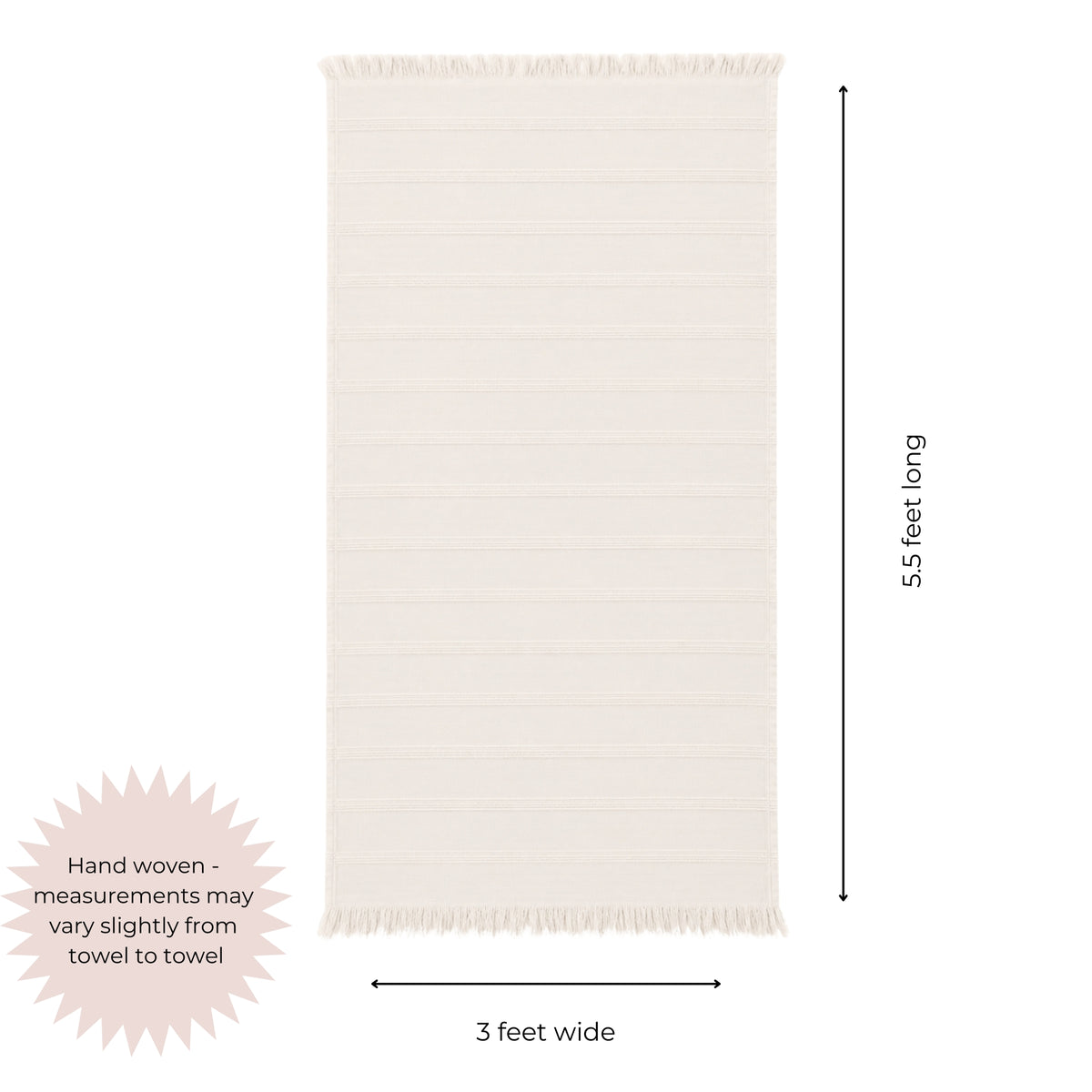 Vita Organic Terry Cloth Lined Turkish Towel in Cream