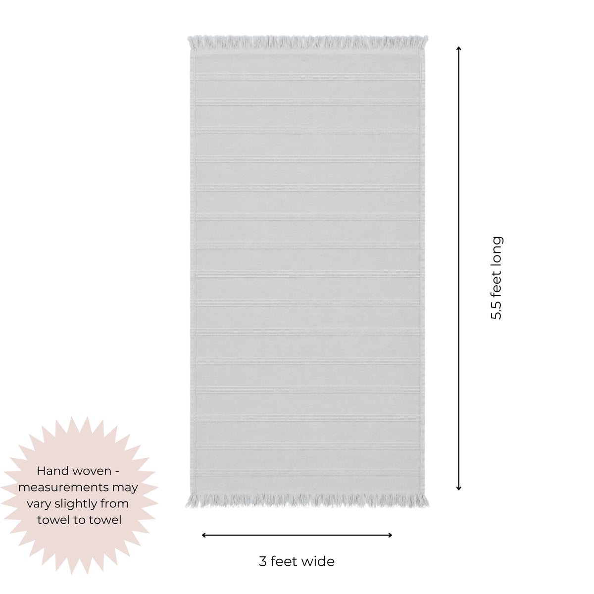 Vita Organic Terry Cloth Lined Turkish Towel in Light Grey