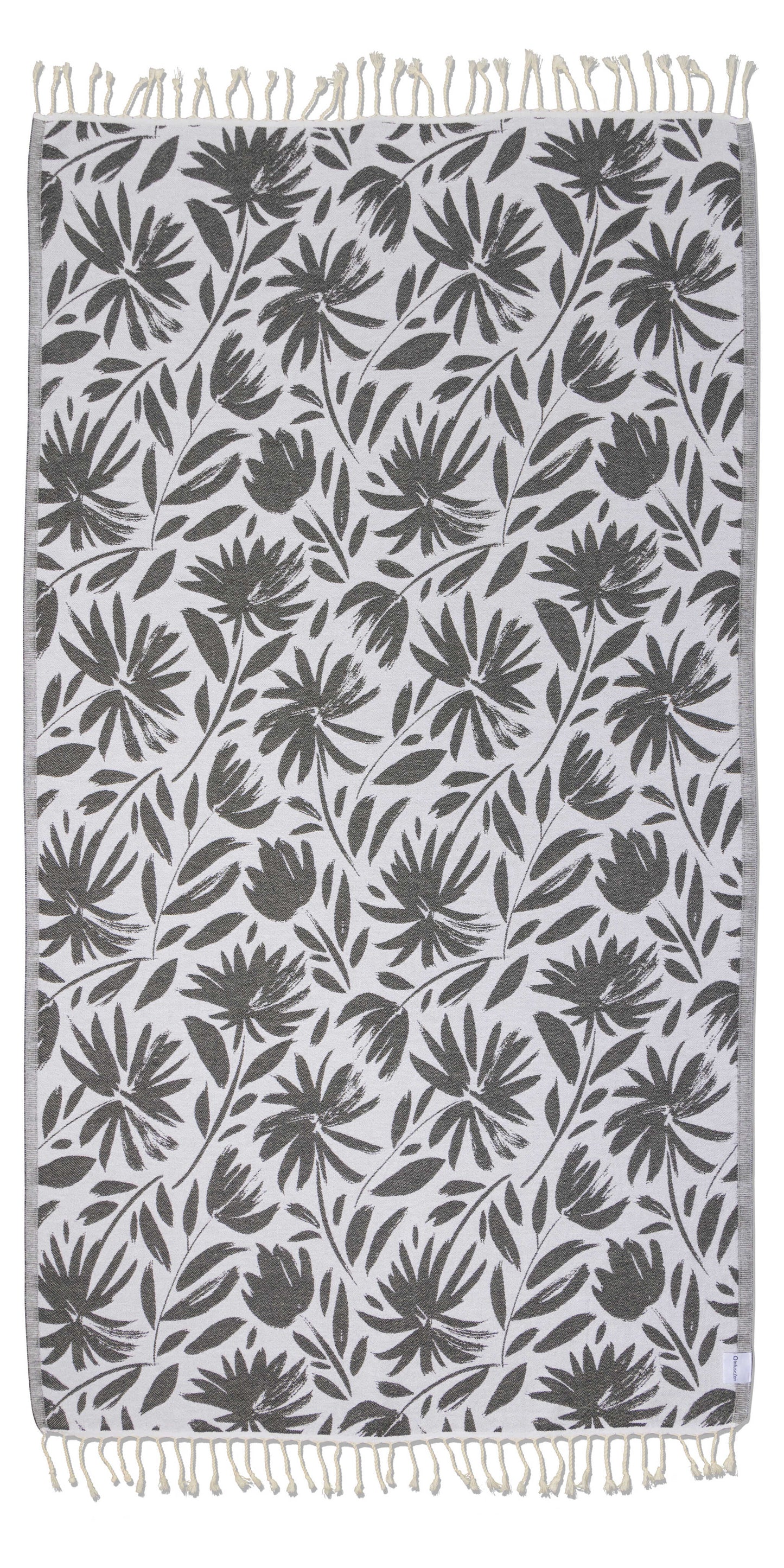 Whimsical Flower Organic Turkish Towel in Black